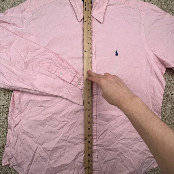 Polo Ralph Lauren ANDREW Button Up Shirt Cotton Mens Size 16.5 34 PINK Oxford - Picture 3 of 12
